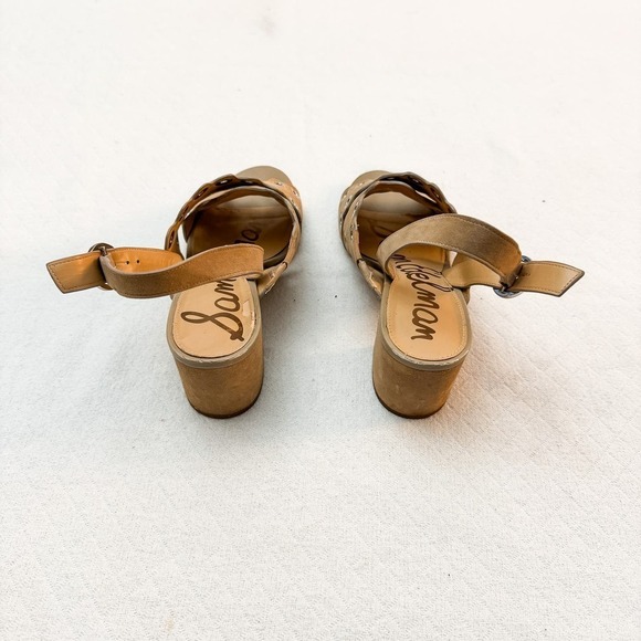 Sam Edelman Seana Eyelet Accented Heel Tan Size 7.5 - Picture 4 of 6